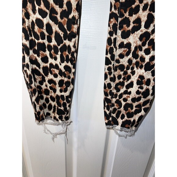 PAIGE Hoxton Ankle Leopard Print Jeans Womens Size 27 Distressed Raw Hem rocker - Picture 7 of 10